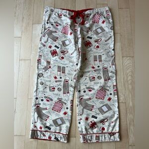 Nick & Nora 100% Cotton Flannel Pajama Pants Build a Sock Monkey Size Large